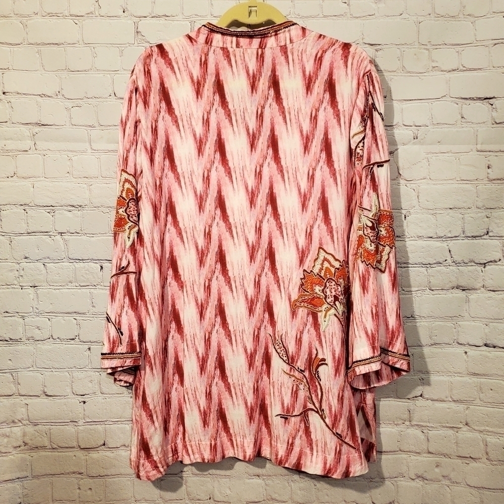 SOFT SURROUNDINGS ALTEA FLORAL PINK EMBROIDERED BEADED TUNIC - Picture 10 of 11